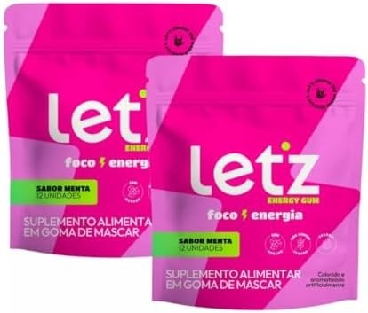 Chiclete Enegértico Letz Gum Cafeina e Taurina - 2 unidades