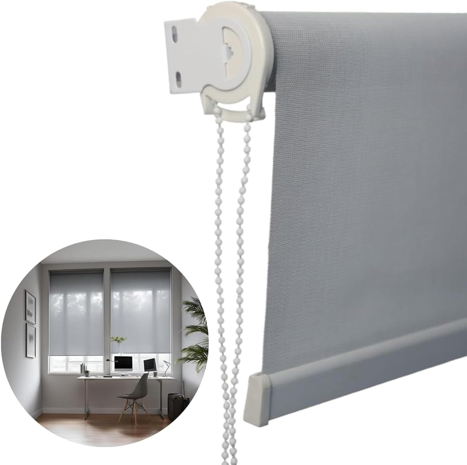 Atlas Persiana Rolo Tela Solar 3% Cinza 120x160cm - Controle de Luz e Privacidade