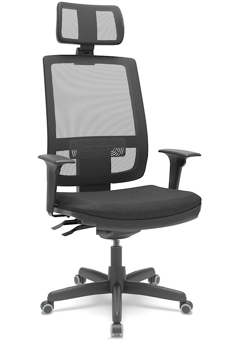 Cadeira de Escritório Presidente Brizza com Braços 3D e Revestimento em Couro Ecológico - Conforto Premium para Home Office