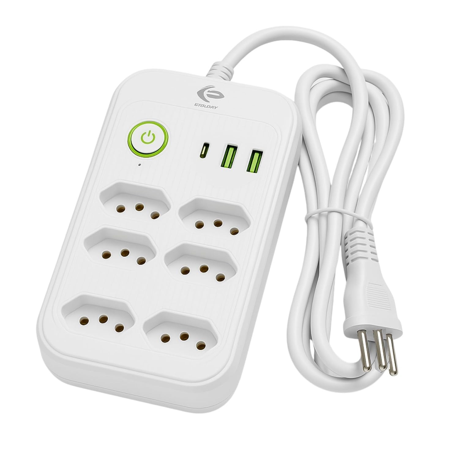 Filtro de Linha 6 Tomadas + 3 USB (1 USB-C) Bivolt 2500W - Organize e Carregue Tudo!