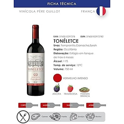 Vinho Tinto Francês Tonéletce: Sabor e Elegância 750ml