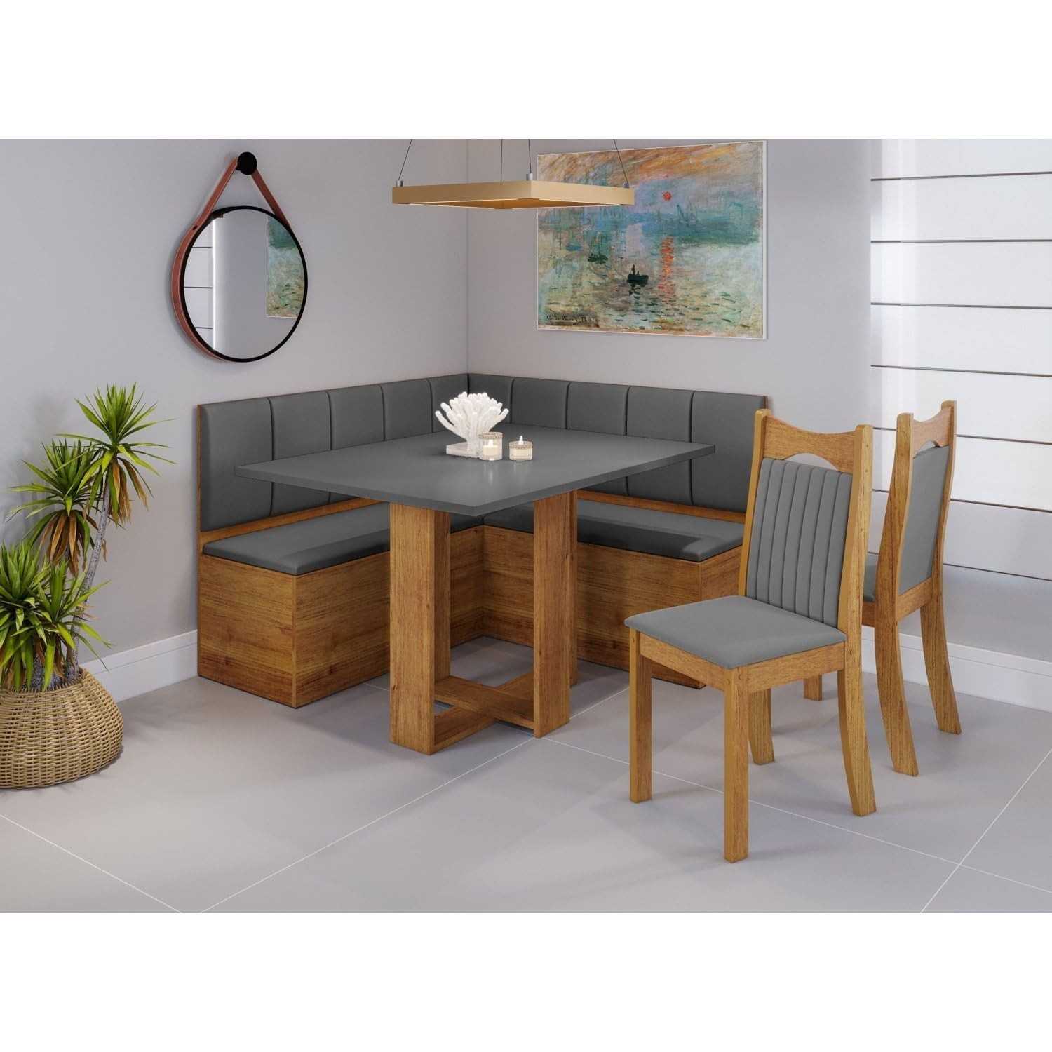 Conjunto Canto Americano com Mesa Retangular e 2 Cadeiras Dalas - Design Moderno para Ambientes Pequenos
