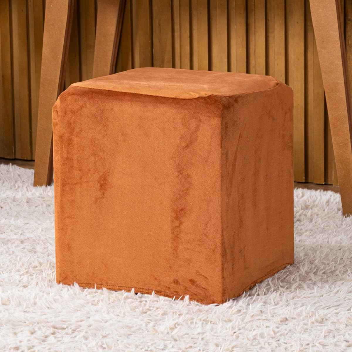 Capa de Puff Quadrado em Veludo Suede Terracota - Proteção e Estilo para Banquinhos