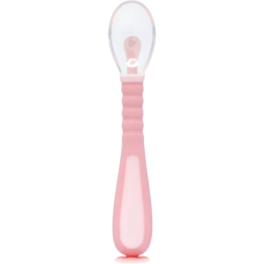 Colher Flexível em Silicone Rosa - Segura, Macia e Ideal para Bebês