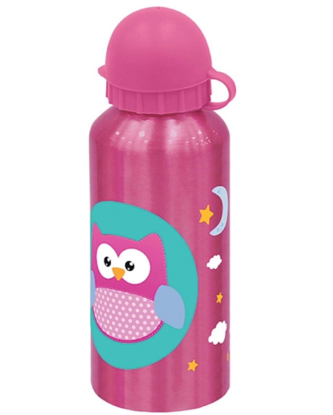 Garrafa Inox Infantil Corujinha Rosa 400ml com Tampa e Mosquetão - Meus Melhores Amigos Premium