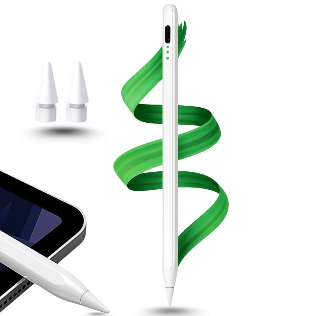 Caneta Stylus Premium para iPad: Palm Rejection, Ponta 1.0mm e Ímã - Branca
