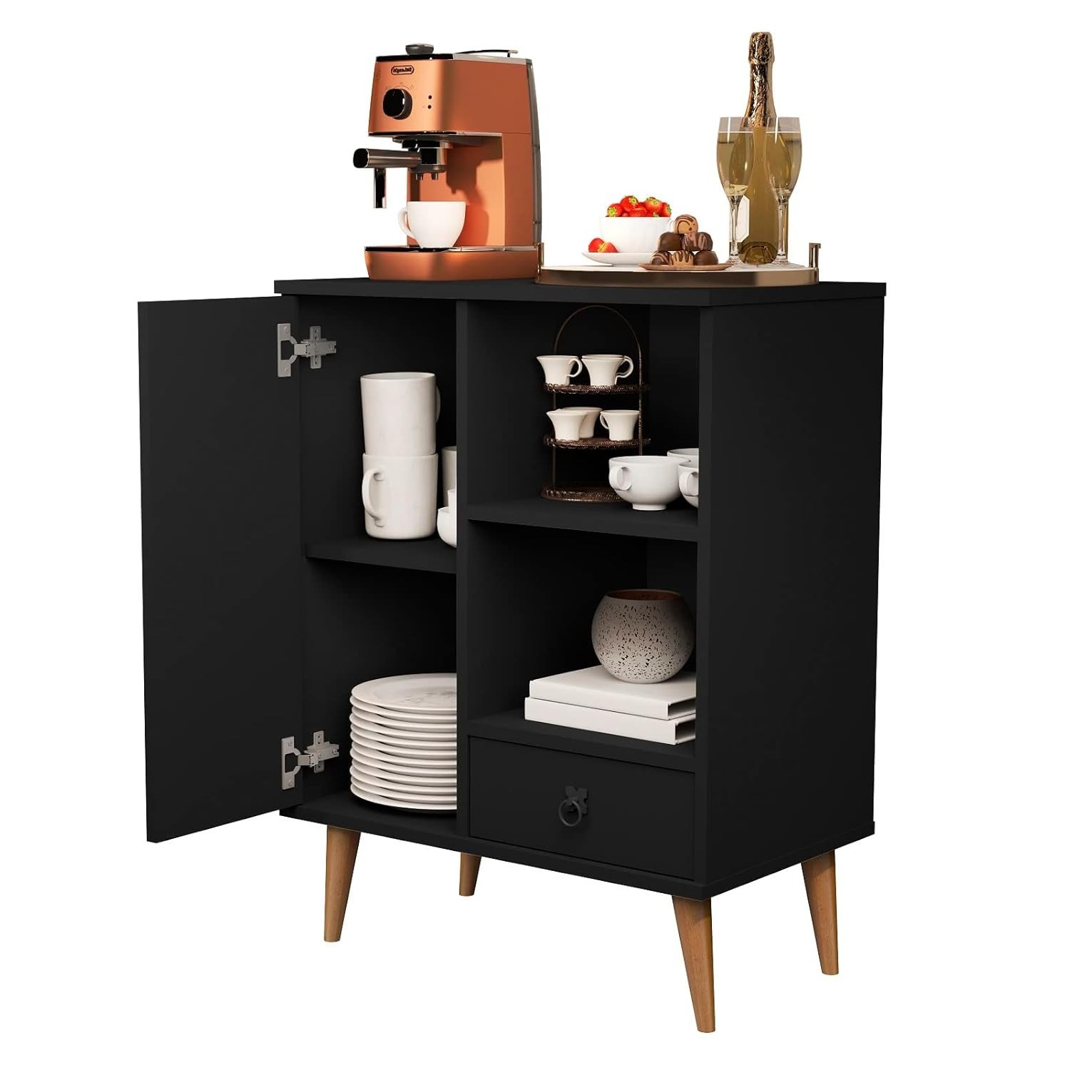 Armário de Cozinha Cantinho do Café 4 Pés 1 Porta - Design Retrô com Charme e Funcionalidade