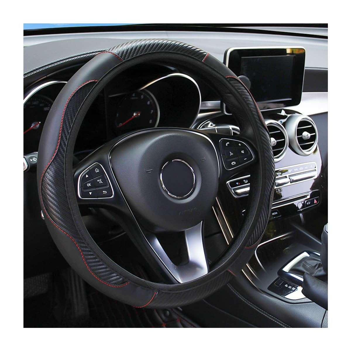 Capa de Volante 38cm Fibra de Carbono e Couro PU: Estilo, Segurança e Conforto para Seu Carro
