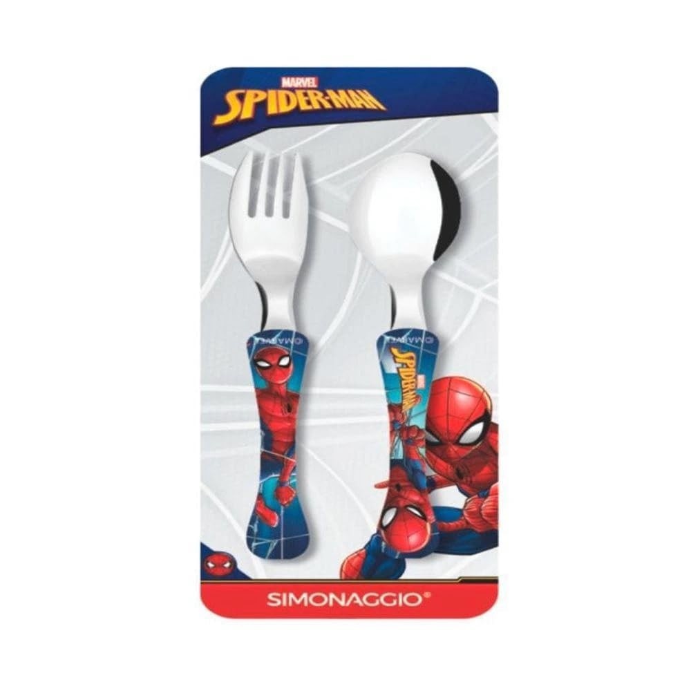 Conjunto de Talheres Temáticos Homem-Aranha - Garfo e Colher em Aço Inoxidável