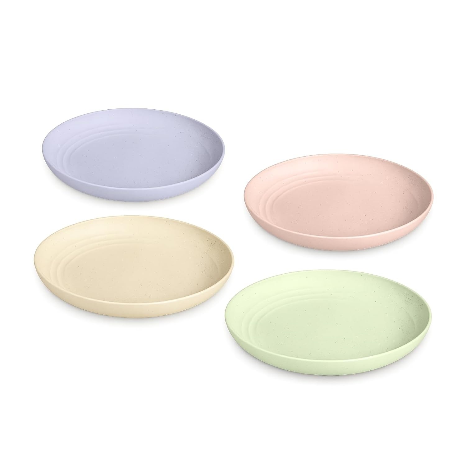 Kit com 4 Pratos de Fibra de Bambu | Sustentáveis, BPA-Free e Resistentes