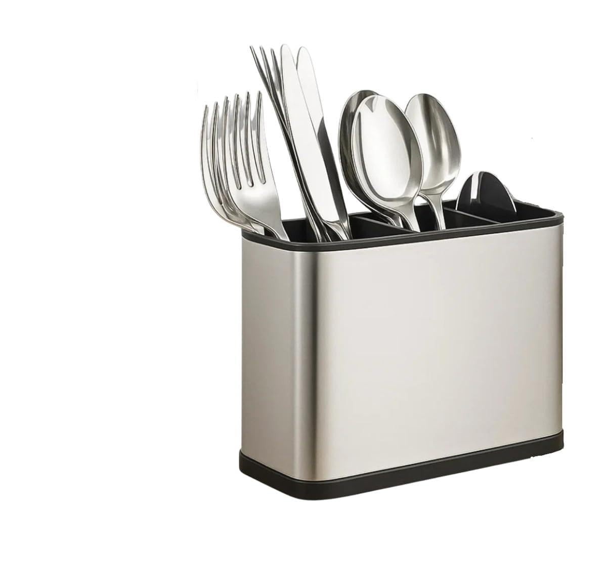Escorredor Porta Talheres Aço Inox com 4 Divisórias e Sistema de Drenagem - Design Moderno para Cozinha Organizada