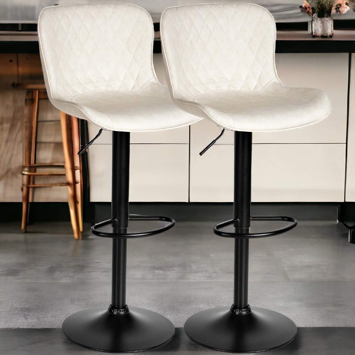 Kit 2 Banquetas Giratórias com Encosto - Design Moderno para Cozinha Americana e Balcão