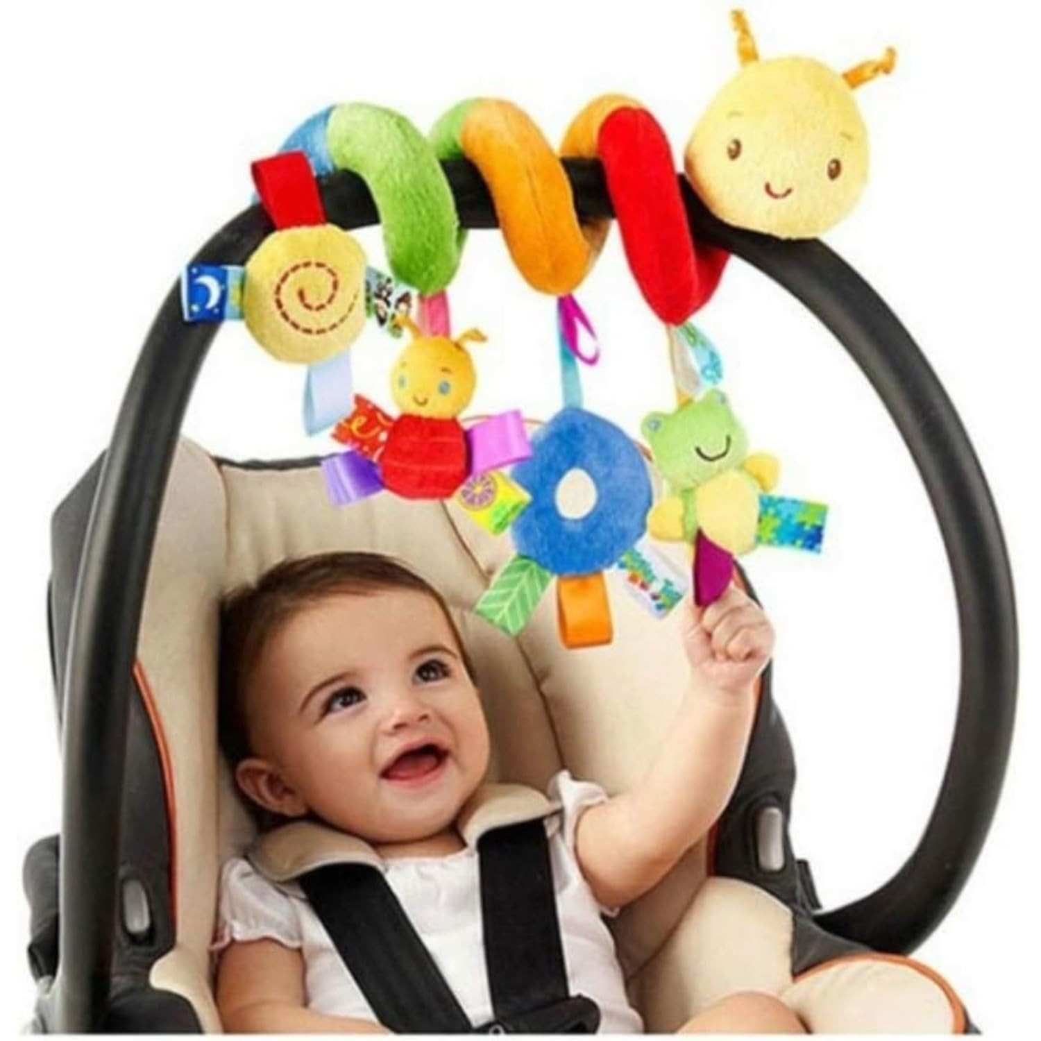 Carrinho de Bebê de Pelúcia Espiral com Chocalhos - Diversão e Desenvolvimento para Recém-Nascidos
