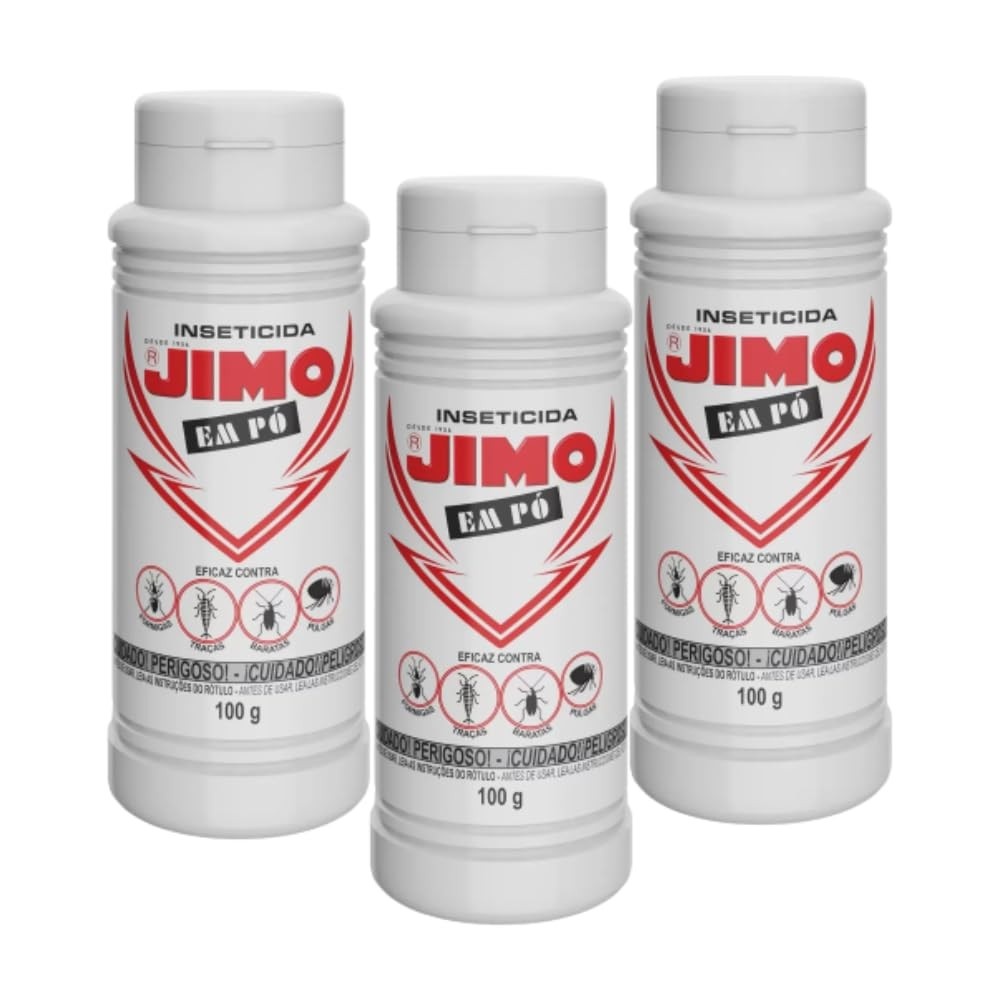 Kit Jimo 3 Inseticidas em Pó - Elimina Formigas, Traças, Baratas e Pulgas com Ação de Longa Duração
