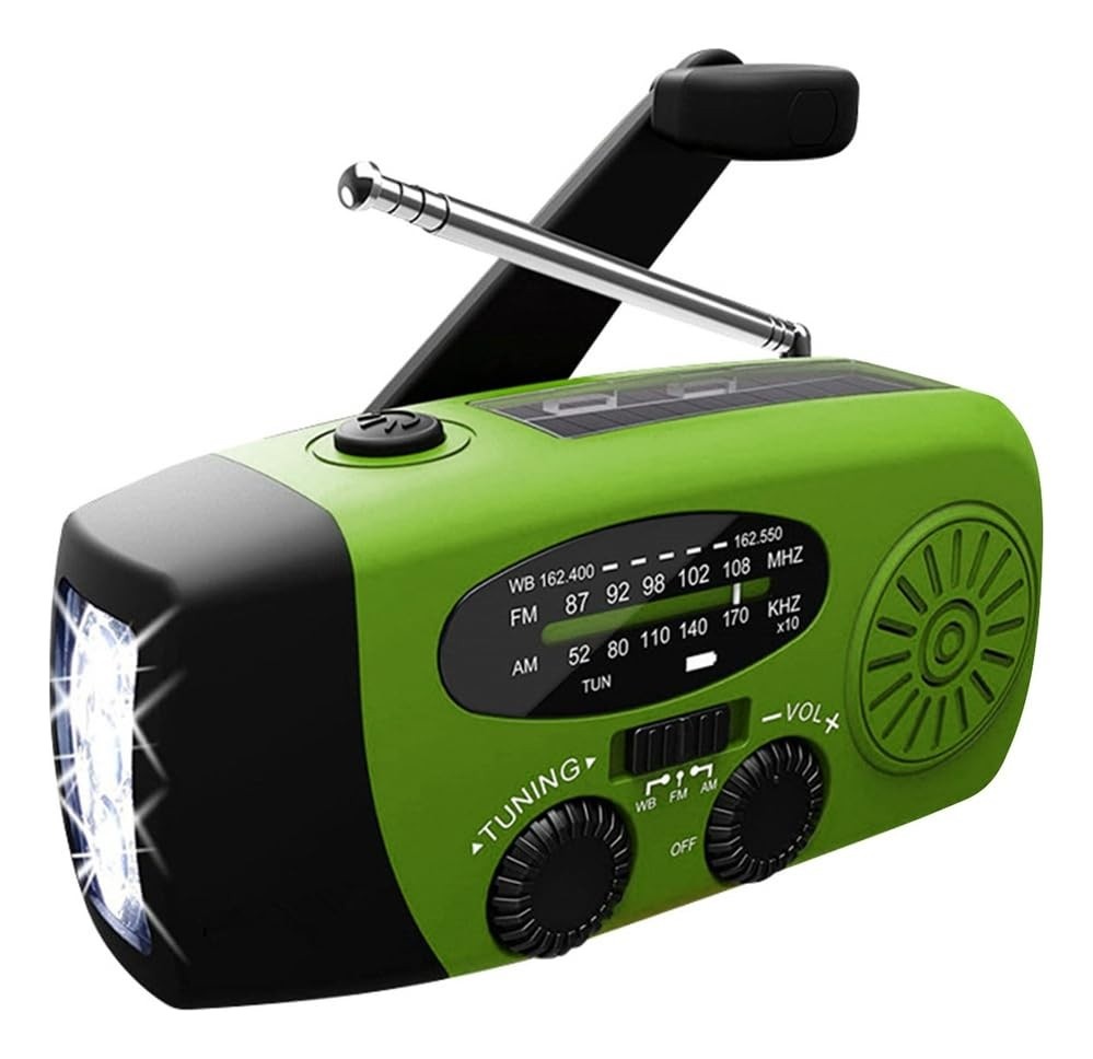 Rádio de Emergência Solar 1200mAh com Lanterna LED - Essencial para Aventuras e Imprevistos