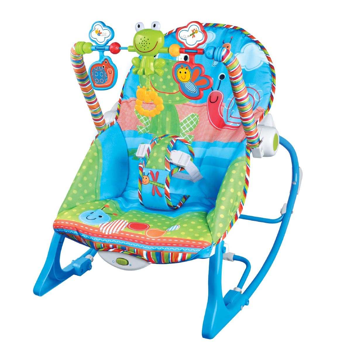 Maxi Baby Cadeira de Descanso Musical FunTime Azul - Até 18kg com Balanço e Brinquedos