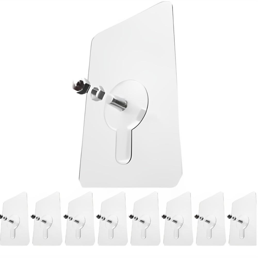 Kit 8 Ganchos Adesivos com Parafuso - Sem Furos, Transparente, para Banheiro e Cozinha