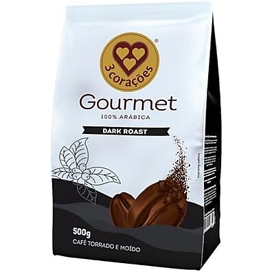 3 Corações Café Torrado e Moído Gourmet Dark Roast, 500g