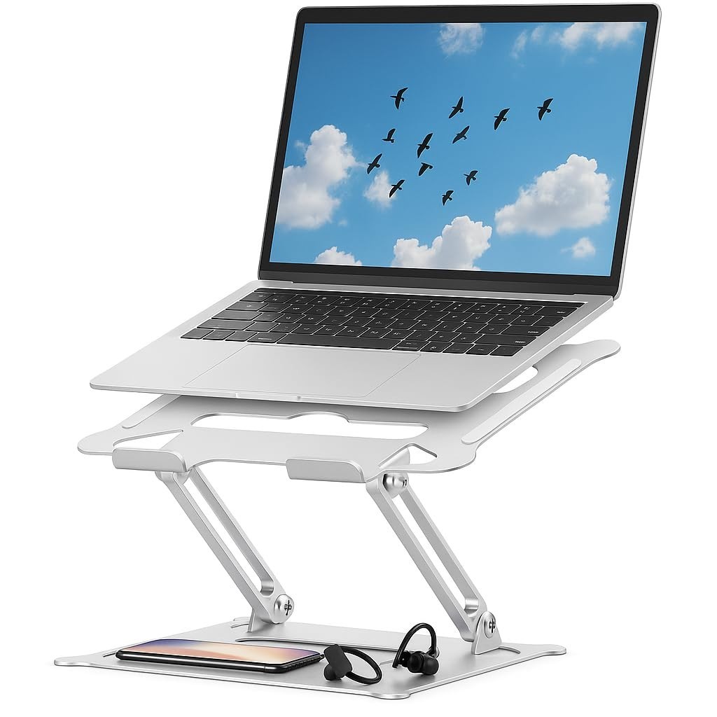 Suporte Notebook Ergonômico em Aço Carbono Ajustável 10-17.3" - Home Office e Estudos
