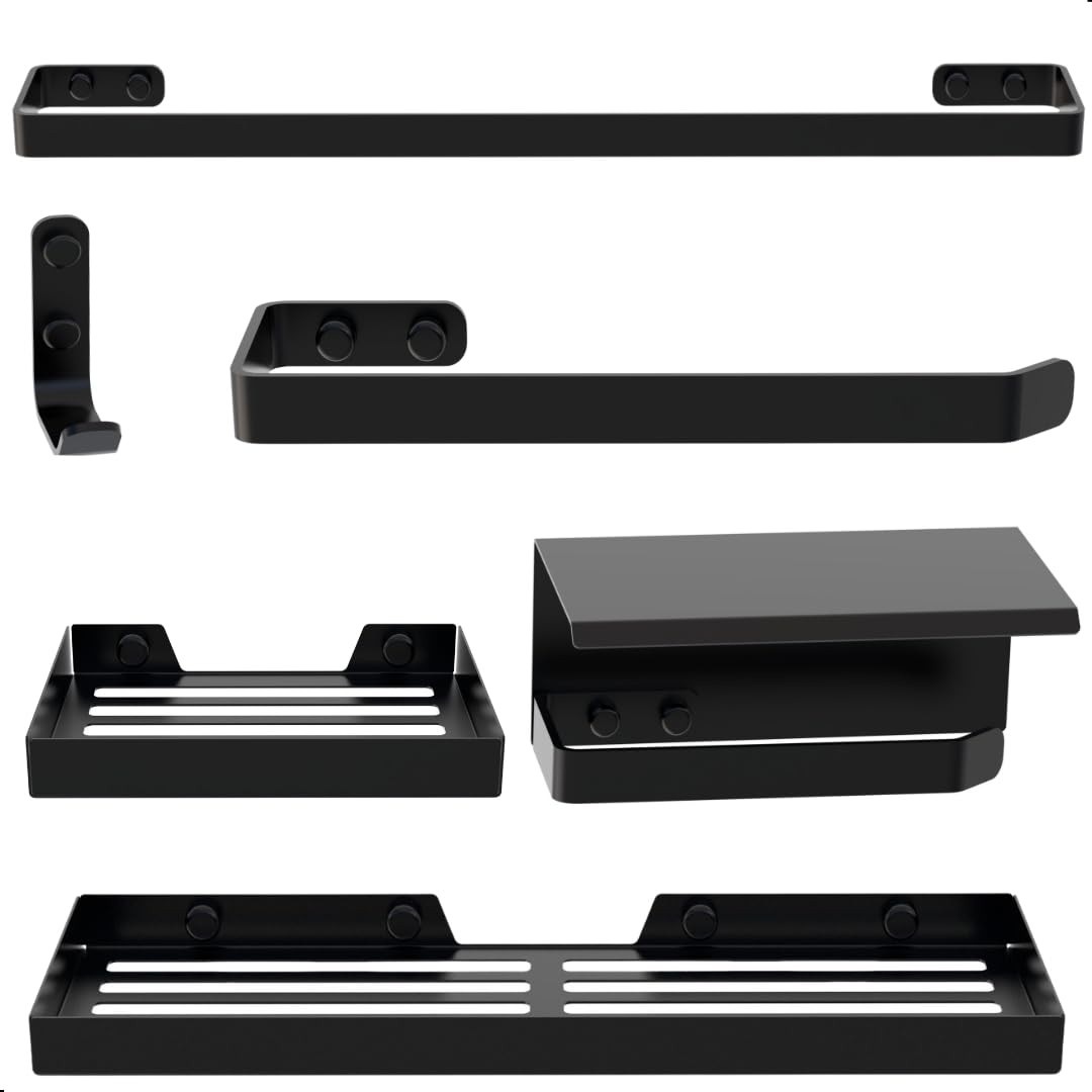 Kit Acessórios para Banheiro Preto Fosco 6 Peças - Modernidade e Estilo para seu Ambiente