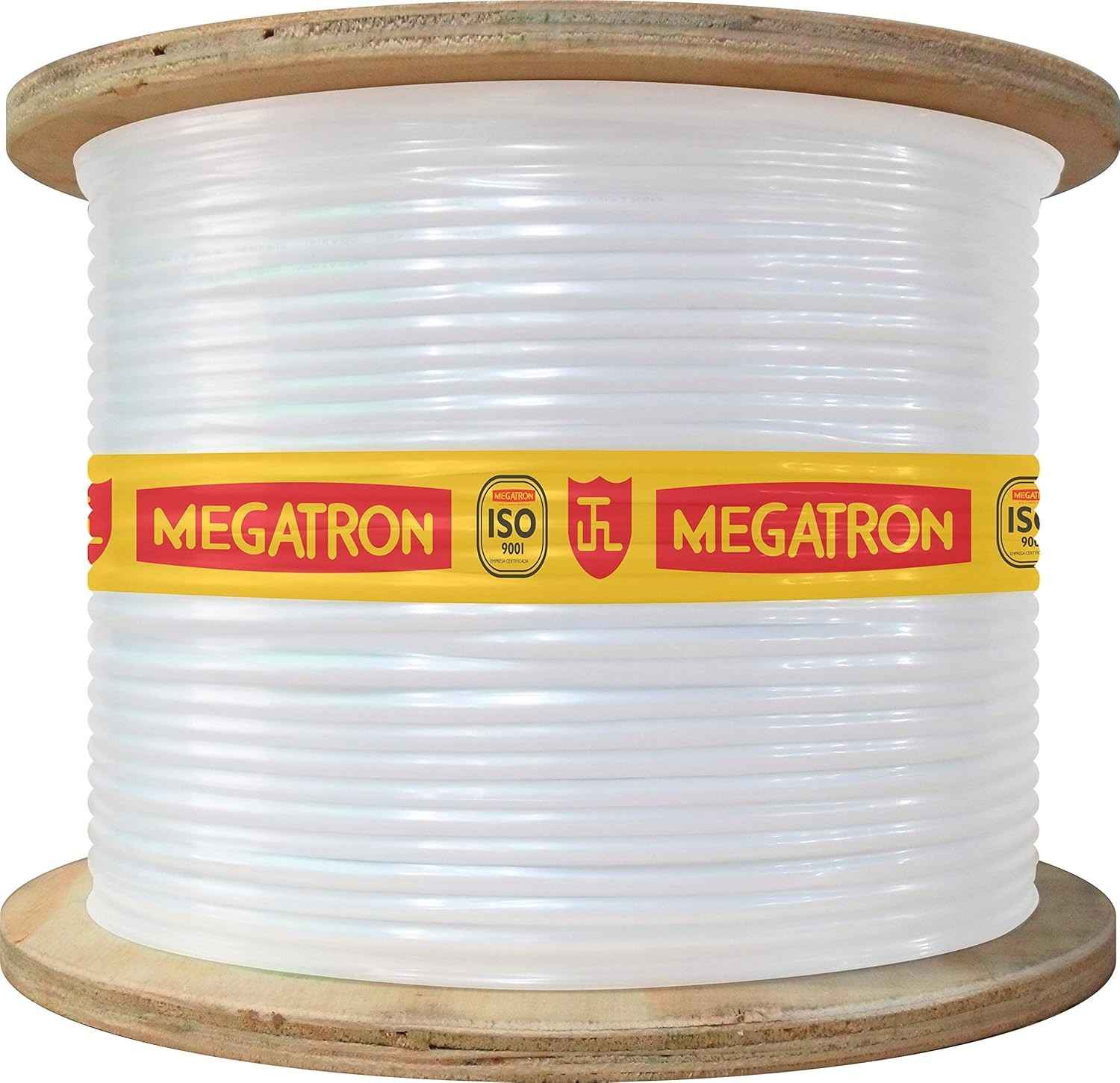 Cabo Coaxial Megatron 6 95% 300m Branco: Conexão Impecável para CFTV e Antenas