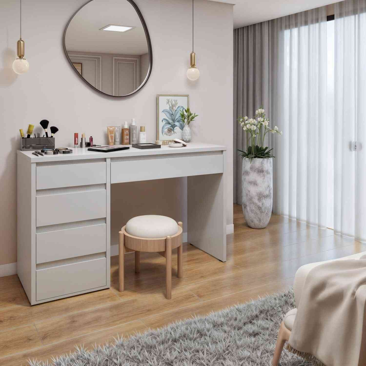 Penteadeira 5 Gavetas Giulia Yescasa Off White - Design Moderno e Funcionalidade Premium