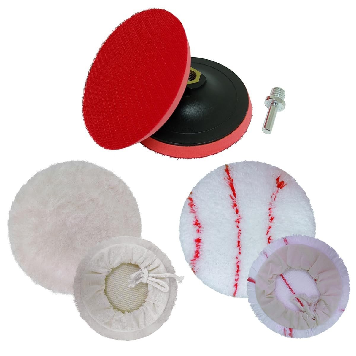 Kit Polimento Automotivo Completo: Disco 125mm, Boina de Lã e Microfibra + Adaptador M14