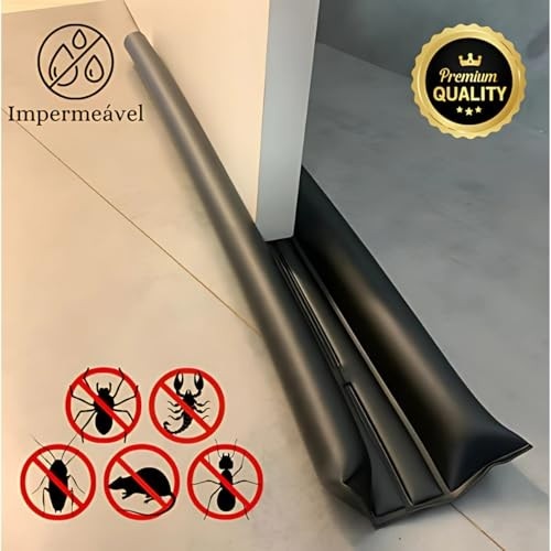 Protetor Veda Porta Duplo Premium Preto 80cm: Adeus Insetos, Poeira e Correntes de Ar!