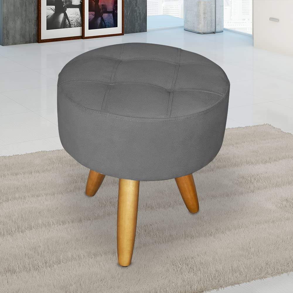 Puff Decorativo Redondo Moderno Resistente em Cinza | Conforto e Estilo para Qualquer Ambiente