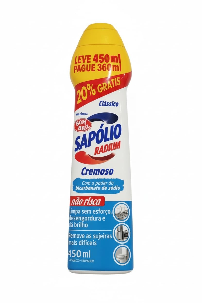 Bombril Sapólio Radium Cremoso com Bicarbonato - Limpeza Profunda e Versátil 450ml