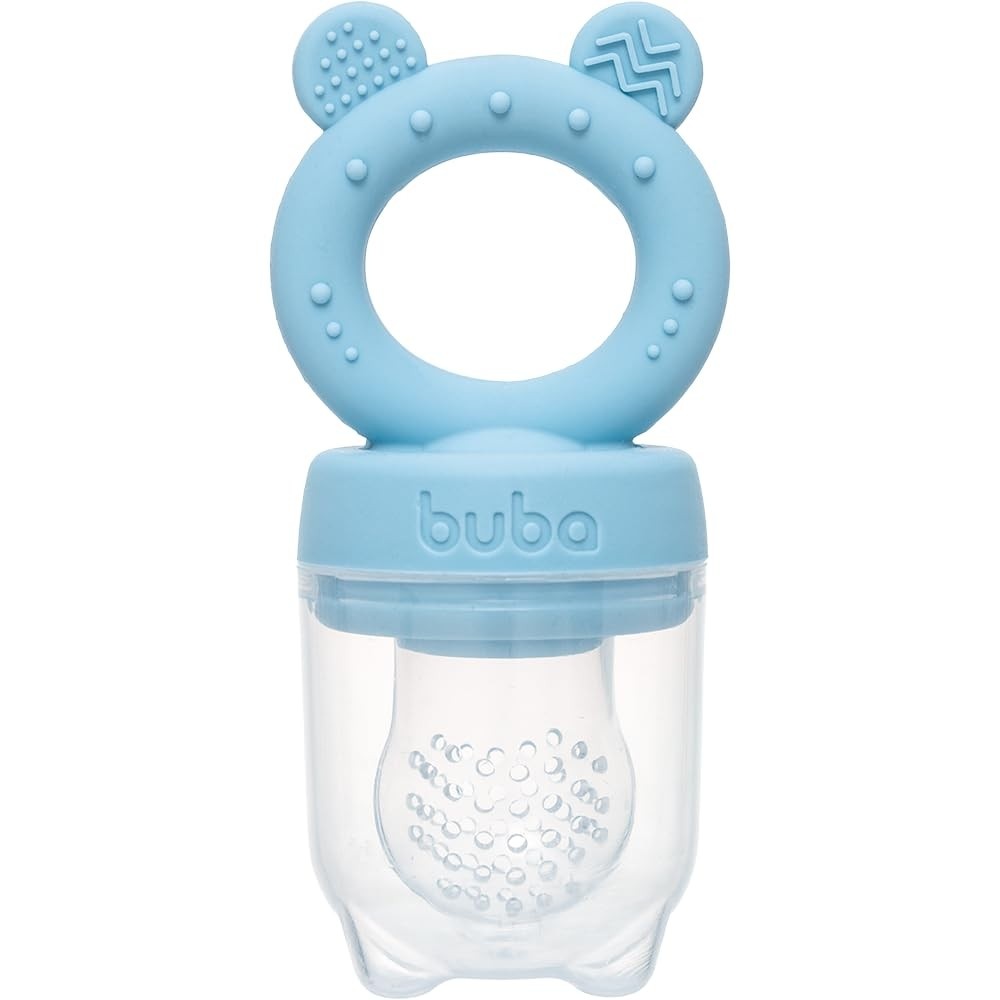 Porta-Frutinhas em Silicone Ursinho Azul - Seguro e Prático para Bebês