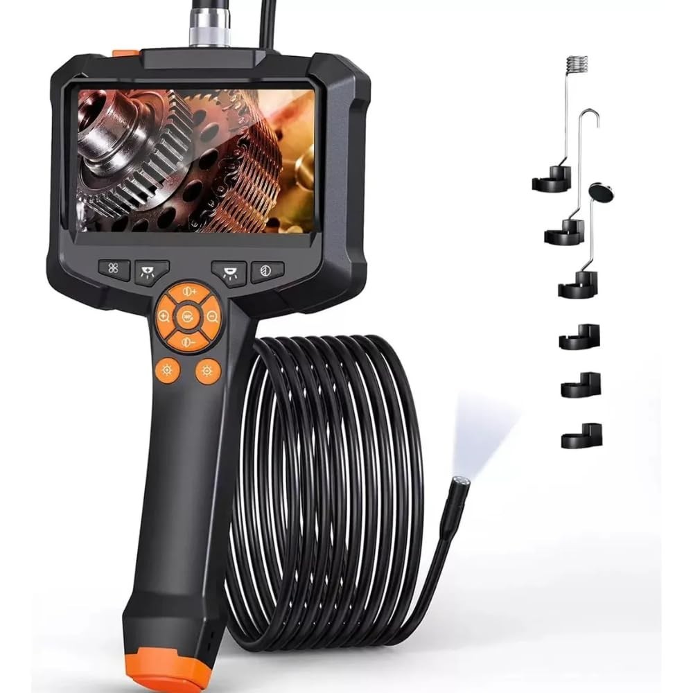Endoscópio Industrial 1080p com Tela 4.3" HD, Sonda 5m à Prova D'Água e 6 LEDs