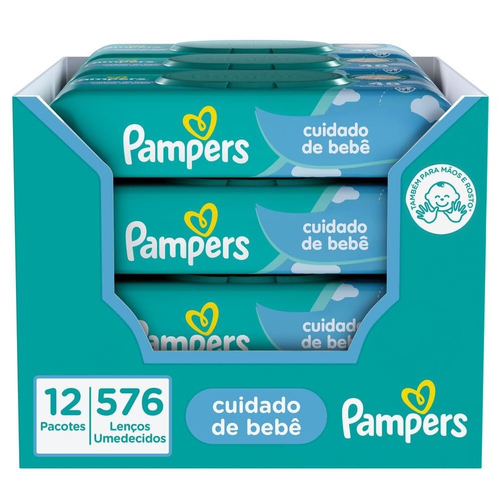 Lenços Umedecidos Pampers - Cuidado Suave e Seguro para Bebês, 576 Unidades