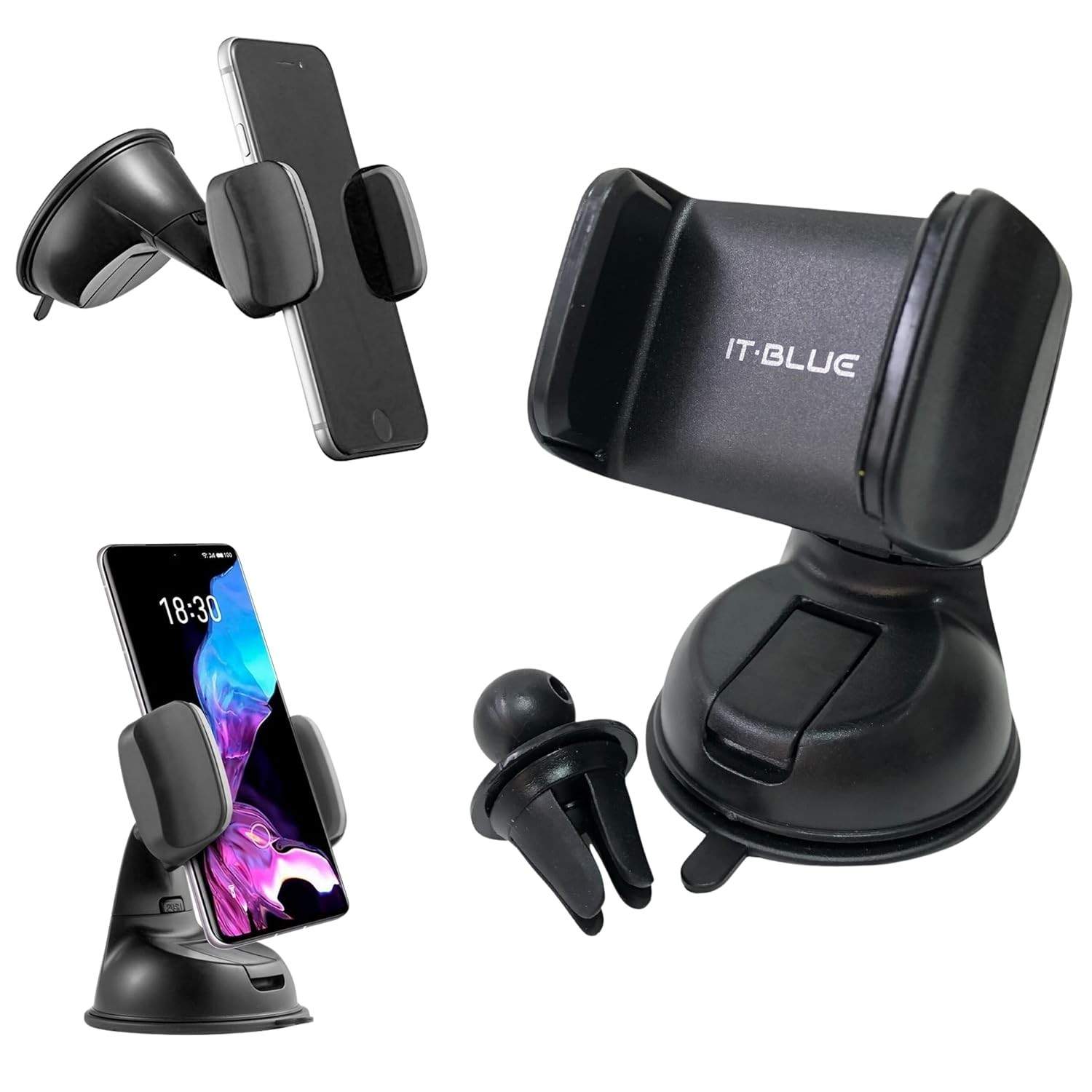 Suporte Celular Carro 360° Premium: Antivibração, Antiqueda e Fixação Firme no Painel ou Ar Condicionado