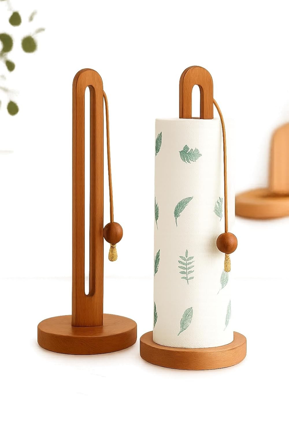 Suporte para Papel Toalha em Bambu com Peso - Design Elegante e Funcional para Cozinha