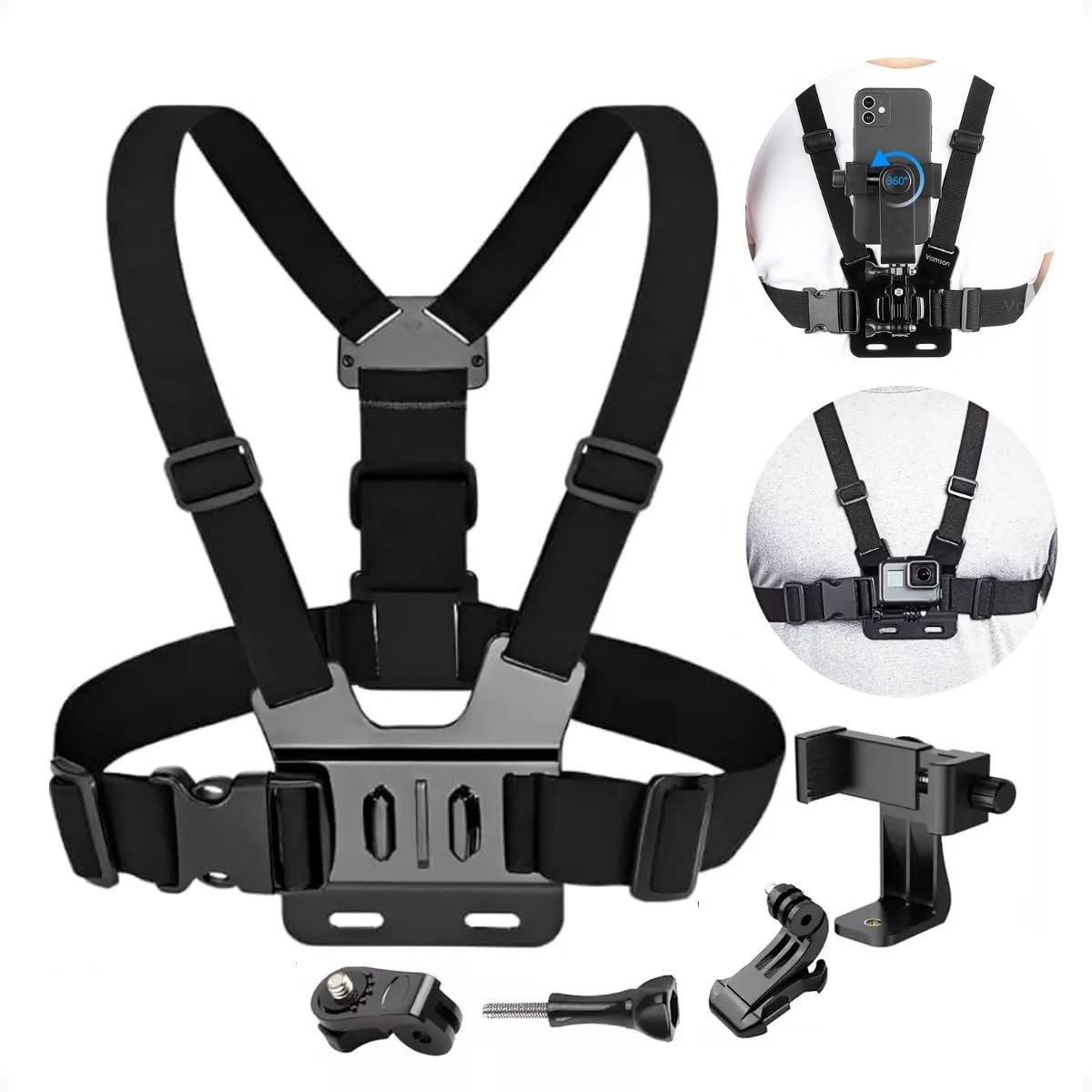 Suporte Peitoral TechTrends 360°: Capture Ações Incríveis com Celular e GoPro