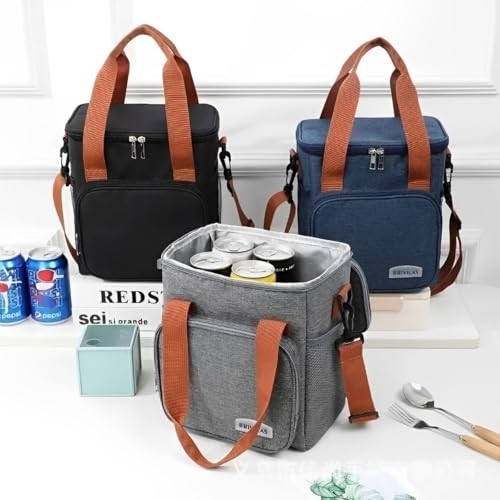 Bolsa Térmica para Marmita - Lancheira Escolar e Trabalho com Alça Ajustável 12L (Preto)