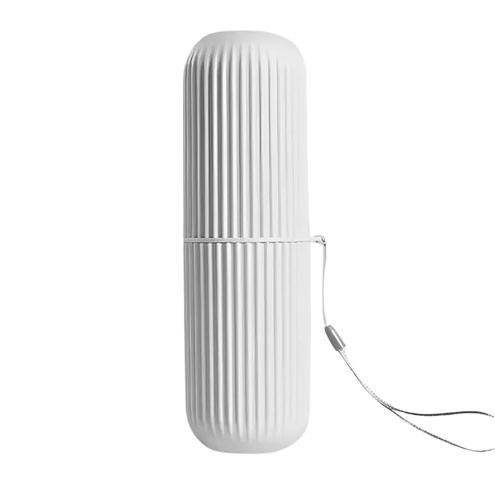 Estojo Organizador para Escova e Pasta de Dentes Texturizado - Ideal para Viagem, Escola e Trabalho (Branco)