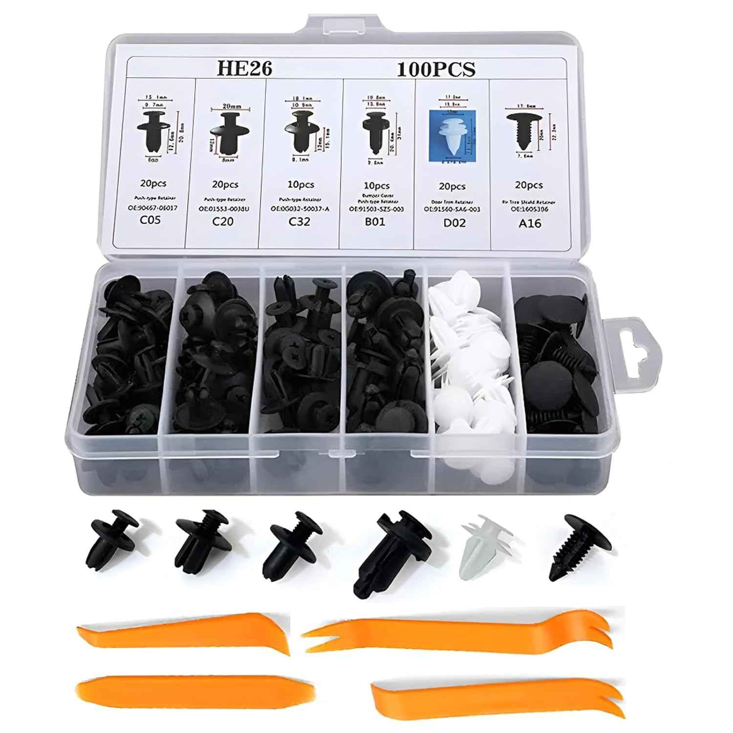 Kit 100 Presilhas e Grampos Universais para Parabarro e Parachoque - Fixação Automotiva Reforçada