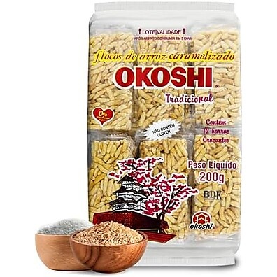 Okoshi: Snack Vegano 12 Barrinhas Sem Glúten e Lactose