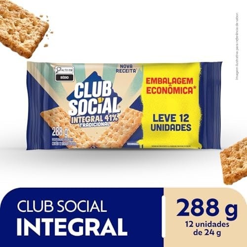 Club Social Biscoito Salgado Integral Embalagem Econômica 288G