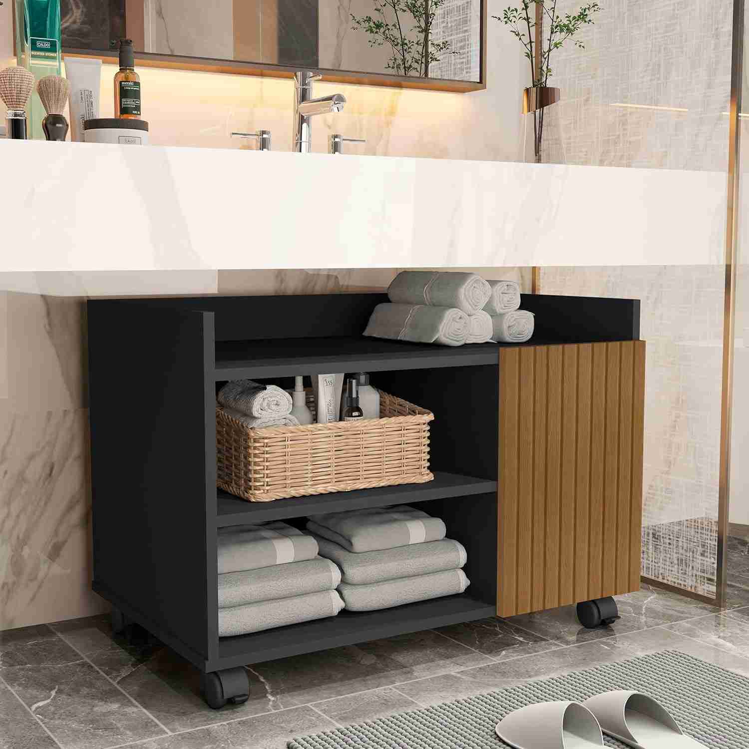 Gabinete de Banheiro Moderno com Nichos – Design Elegante e Funcionalidade Premium