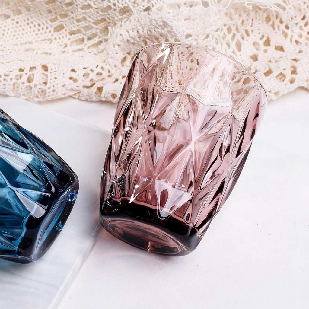 Conjunto de 6 Copos de Vidro Vintage com Relevo Elegante