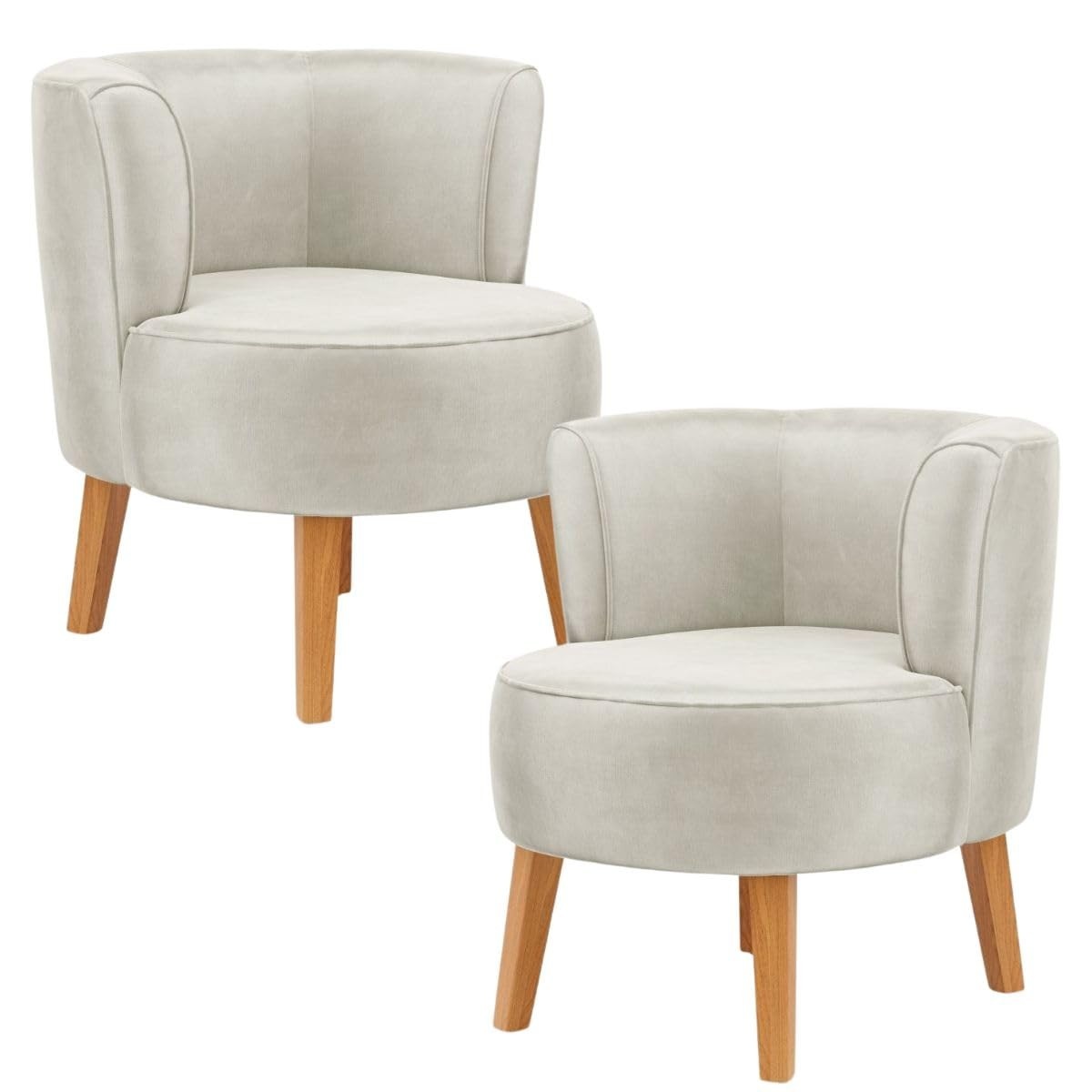 Kit 2 Poltronas Elegantes em Veludo Bege - Conforto e Estilo para Sala de Estar