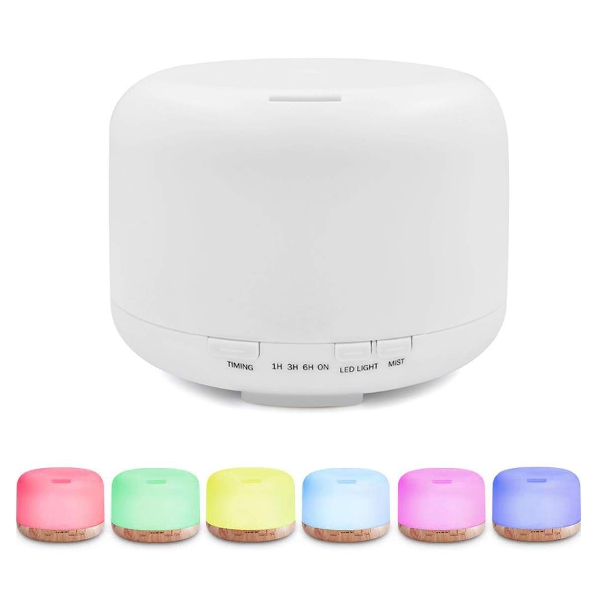 Difusor de Aromas Elétrico 500ml com LED 7 Cores, Controle Remoto, Umidificador e Purificador de Ar