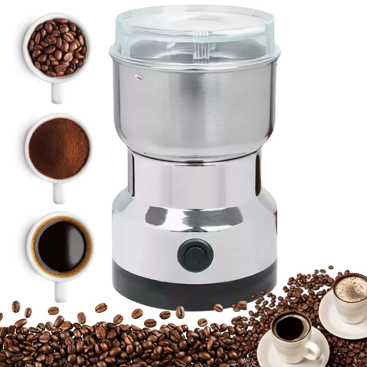 Moedor de Café Elétrico 110V - Potente e Compacto para Grãos, Temperos e Ervas Secas