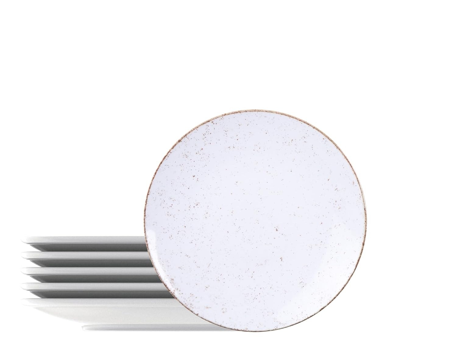 Kit Prato Sobremesa Tramontina Rústico Marrom 21cm - 6 Peças em Porcelana Decorada