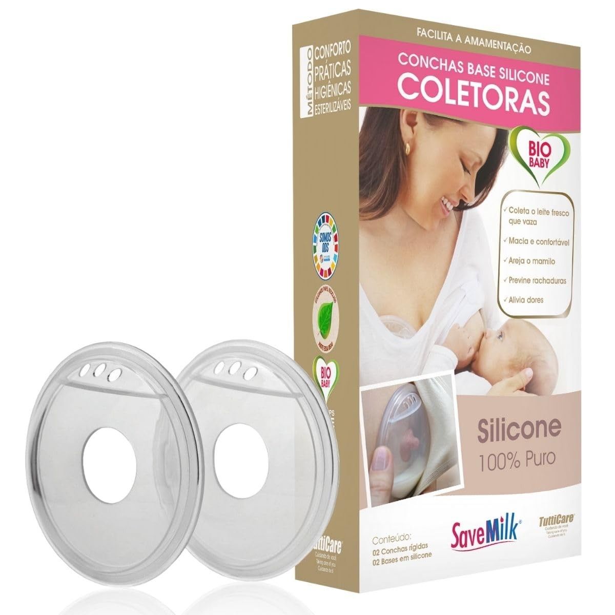 SaveMilk Conchas para Amamentação com Base Flexível em Silicone Incolor - Conforto e Proteção Anti-Vazamento