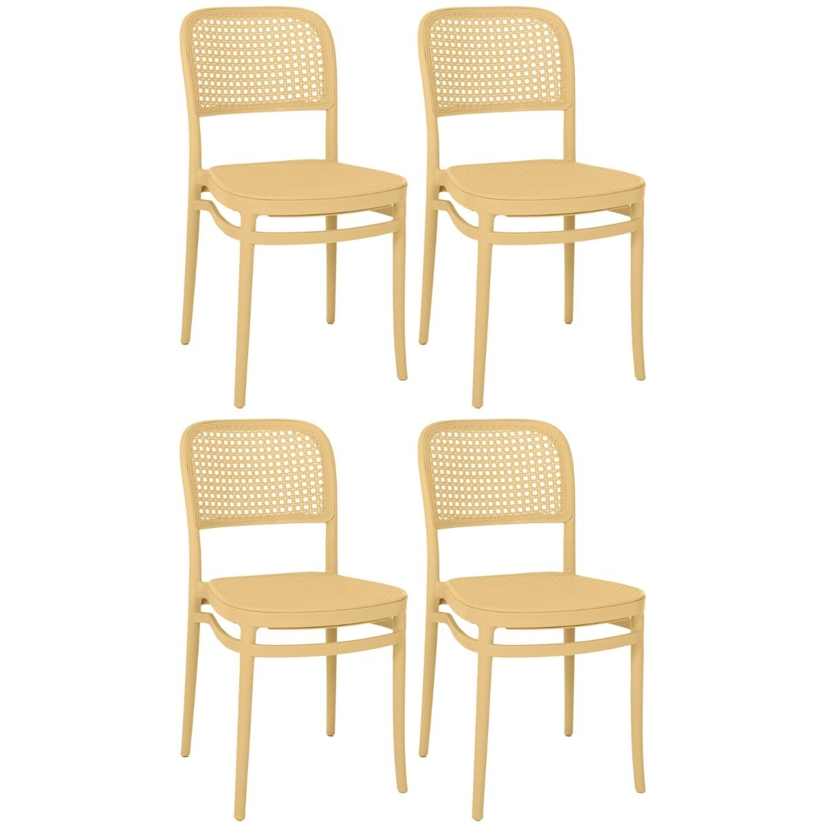 Kit com 4 Cadeiras de Jantar Roma - Design Moderno em Polipropileno Nude