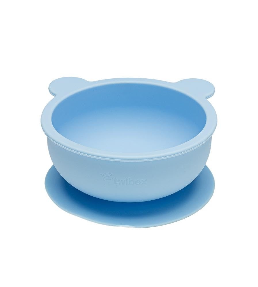 Bowl em Silicone com Ventosa Antiderrapante - Seguro, Divertido e Prático para Bebês (Azul)